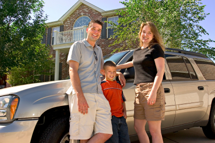 Happy Family with their Vehicle
